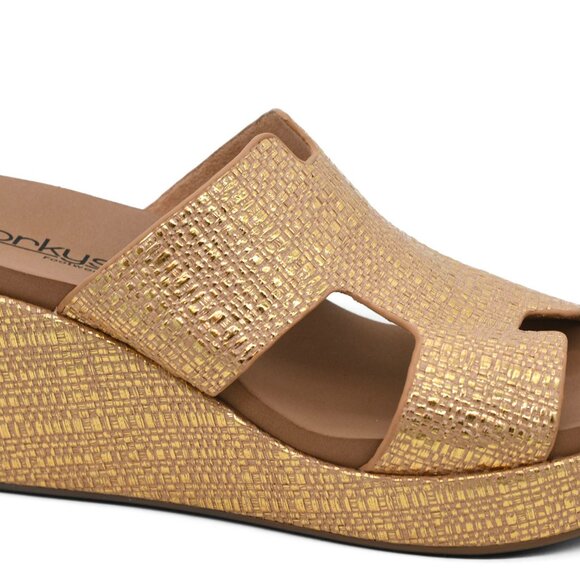 Corkys Shimmering Gold Wedge Sandals - Picture 3 of 3